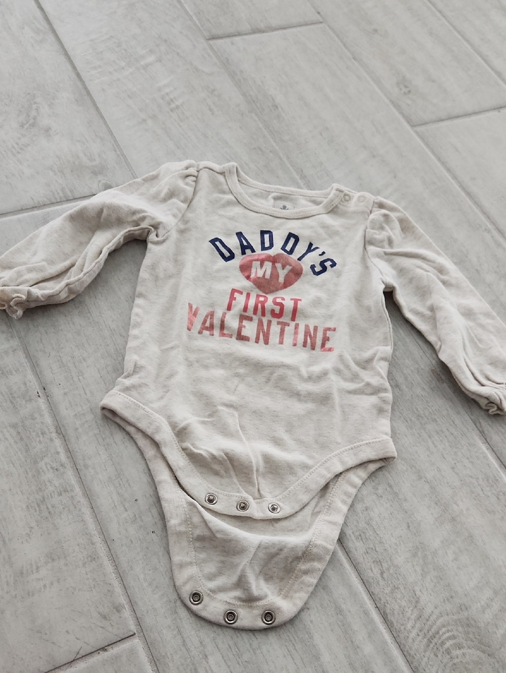 Daddy's My First Valentine Long-Sleeve One-Piece - Pink/Blue